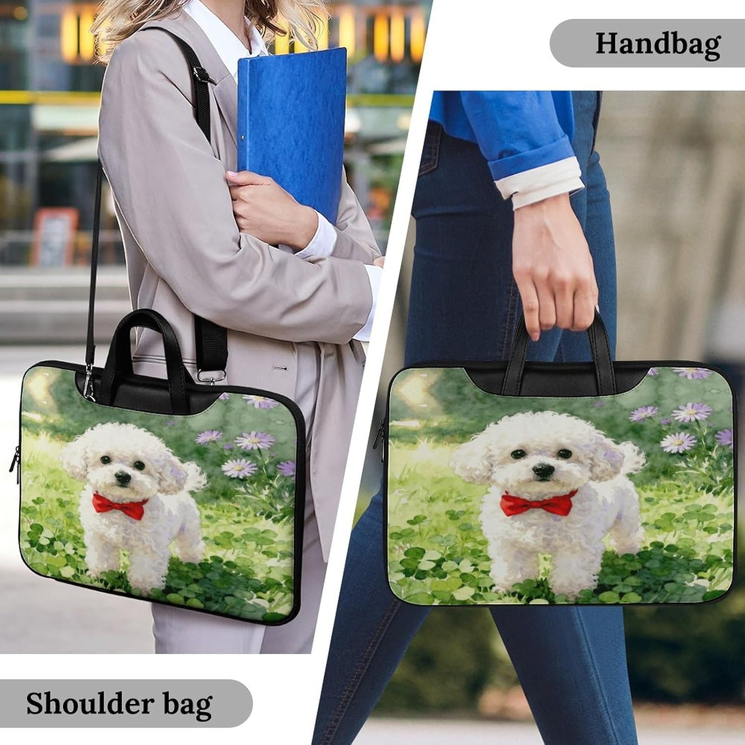 Puppy 42x30.5cm Black-style Laptop Bag Leather Tablet Computer Briefcase Large Capacity Work Business Tote Bags for Office