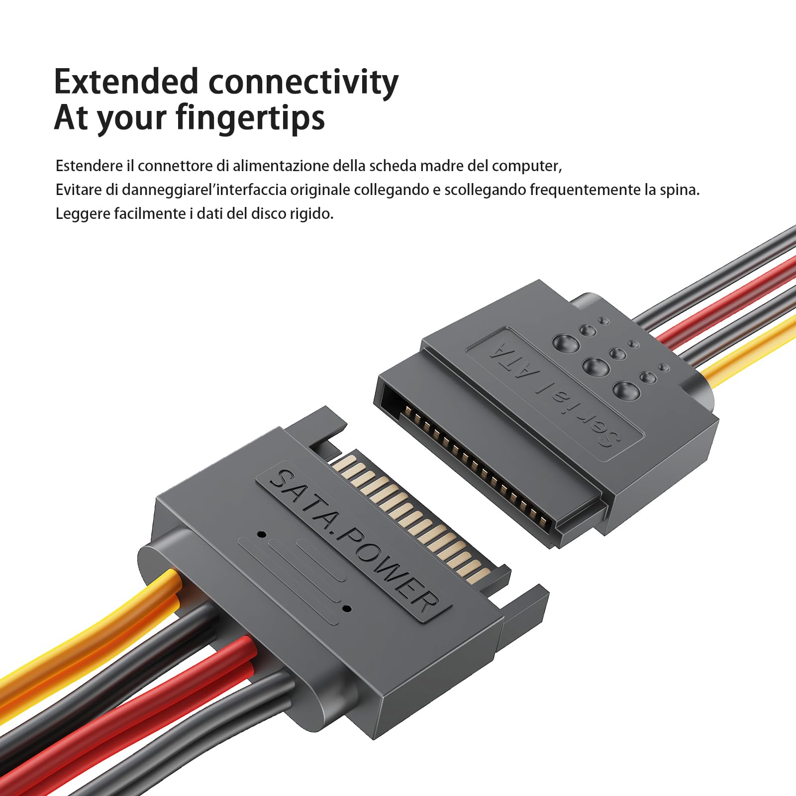 Y-Kabeladapter, 4-poliger Molex auf Dual-SATA, 4-poliger IDE Molex auf 15-polige Buchse, Dual-SATA-Strom-Splitter-Adapter, 17,8 cm, 3 Stück