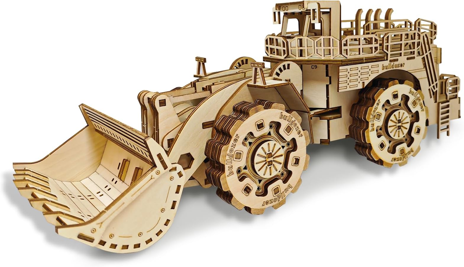 3D Wooden Puzzle for Adults- Mechanical Car Model - Brain Teaser Toy - Best Gifts for Adults and Teens on Birthday/Christmas (Bulldozer)