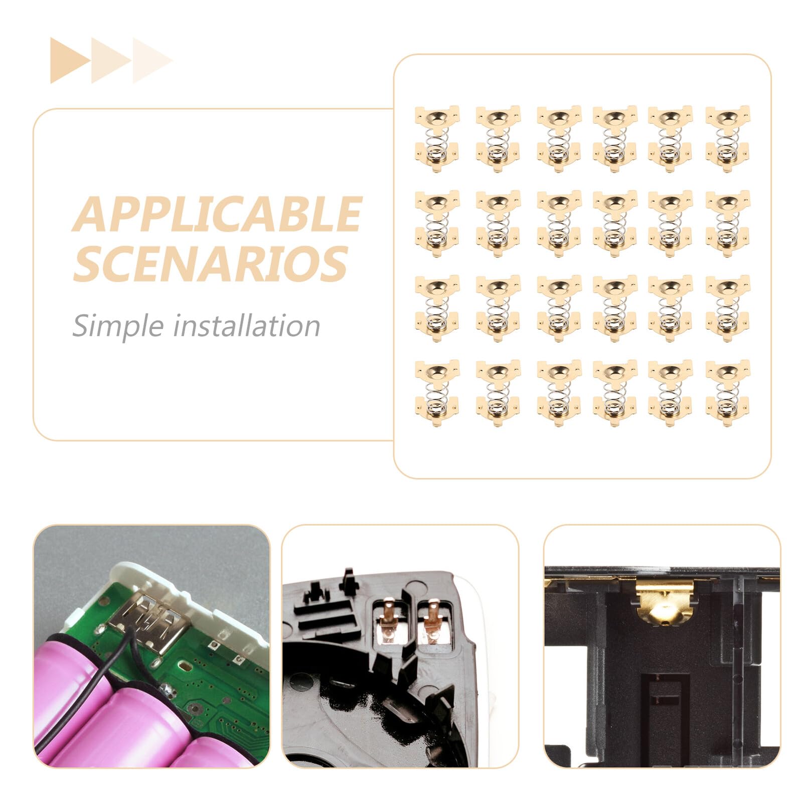 SOIMISS Juego de 100 Placas de Resorte Metálicas de Contacto para Batería 18650, Conector Niquelado para Portapilas, Accesorio Electrónico Compatible Controles Remotos y