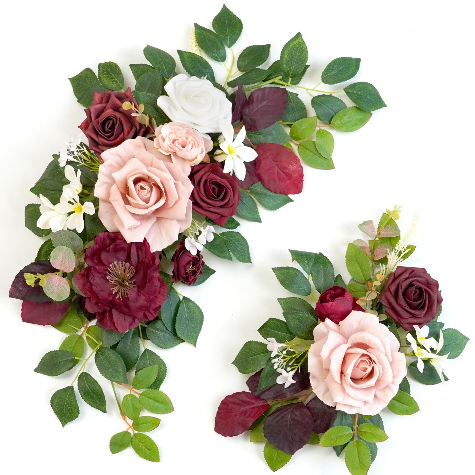 Décoration de mariage sans flétrir - Lot de 2 guirlandes de fleurs pour panneau et entrée