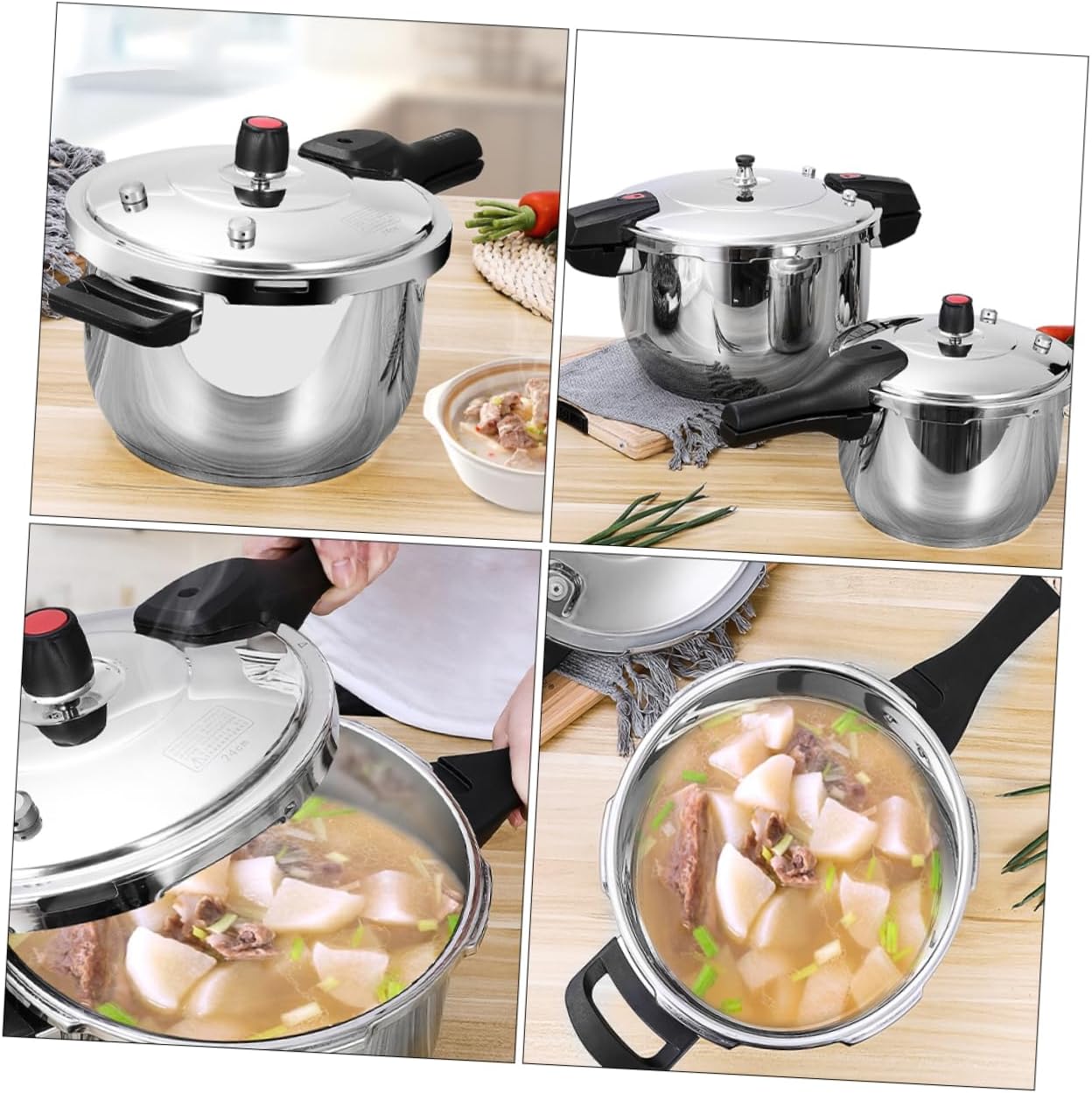 Alipis Stainless Steel Explosion-Proof Pressure Cooker Induction Gas Compatible Mini Efficient Pot for Household Cooking Safe Pressure Indicator Kitchen Essential