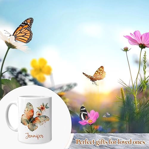 Vista 56 de Hyturtle Taza de café personalizada de mariposa para niñas y mujeres, regalos de cumpleaños y Navidad para amantes de las mariposas, regalo