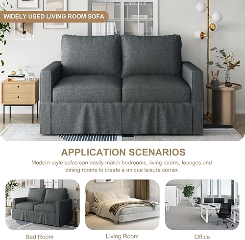 Miniatura 3 de Meeyar Sofá biplaza de lino fino, moderno sofá biplaza para apartamento, sala de estar, dormitorio, muebles de espacios pequeños, sofás, sofás,