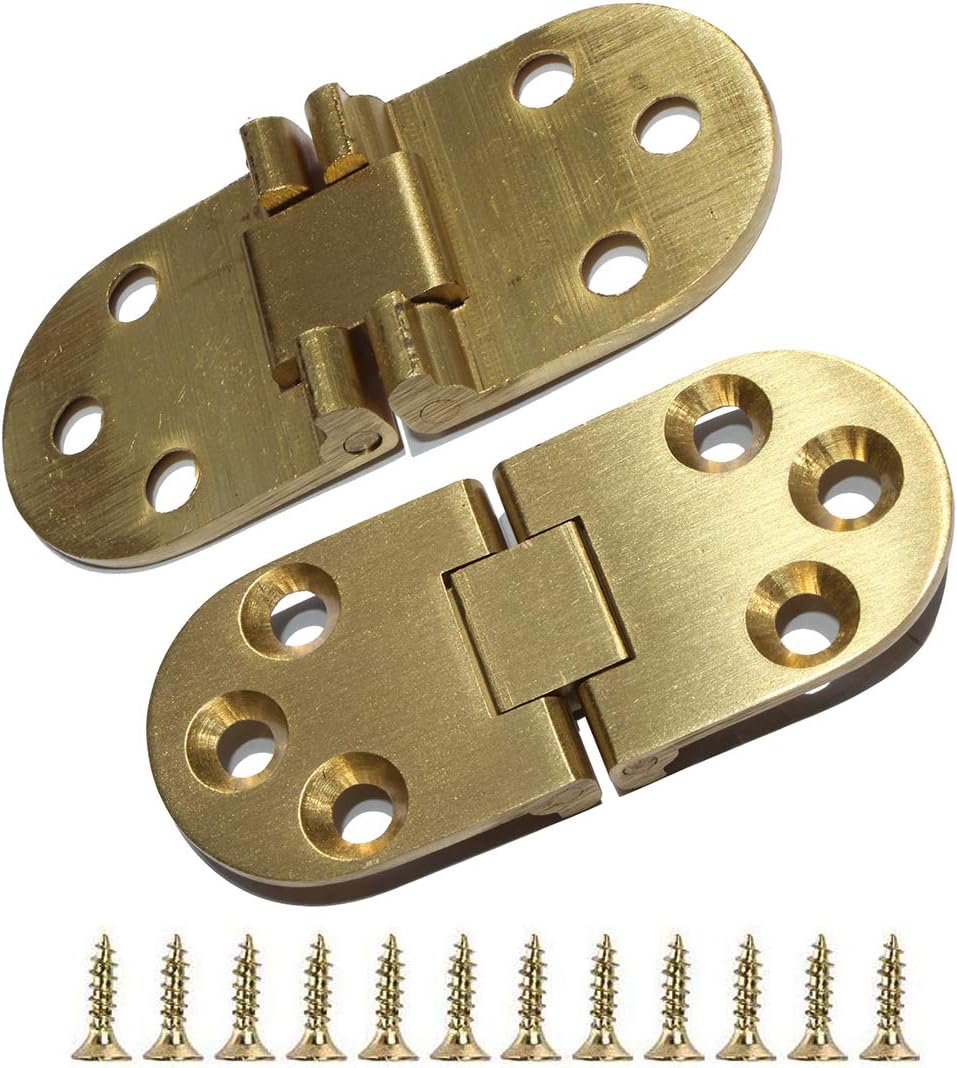 2 Pack Solid Brass Hinge Drop Butler Tray Hinge Folding Flip Top Hinge for Table Sewing Machine