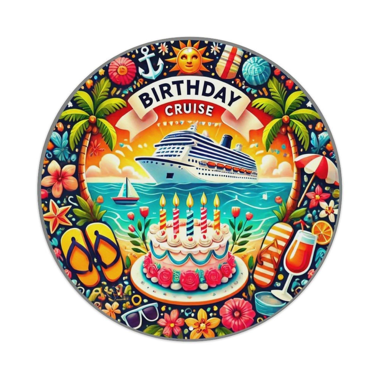 Birthday Cruise Tropical Celebration Pattern Metal Tin Sign Plaque
