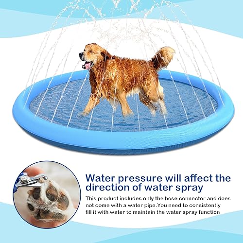 Miniatura 6 de Almohadilla de aspersor para perros – Bañera de piscina para mascotas de 67 pulgadas de grosor, juego de verano para mascotas y juguetes acuáticos