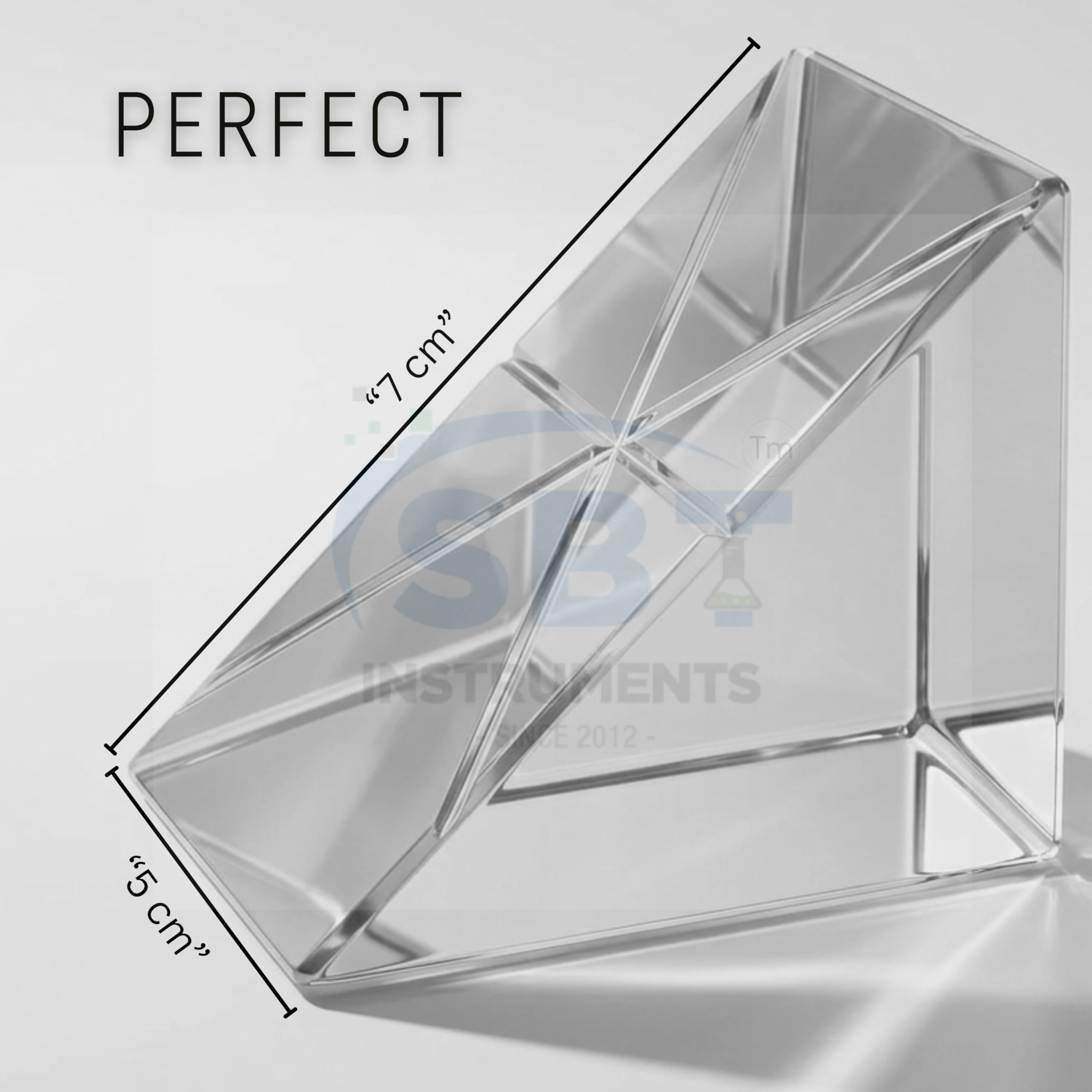 SBT Instrumetns Optical Glass Prism, Crystal Clear Right Angle Triangular Prism 50X50 MM for Light Refraction, Photography 1
