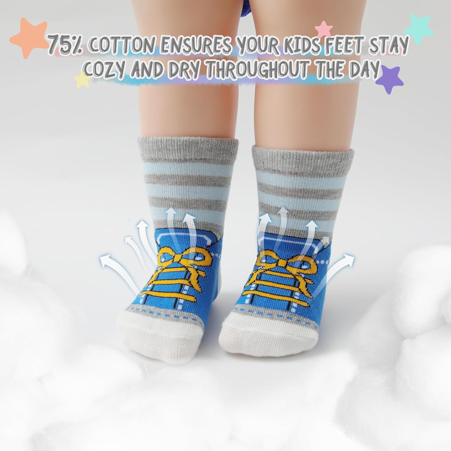 Baby Toddle Socks Grip Non Slip Kids Boys Girls Cotton 12 Pack Ankle Cute Newborn Socks - Image 2