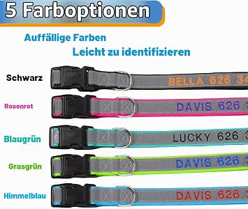 Personalised Reflective Dog Collar Embroidered Dog Collars