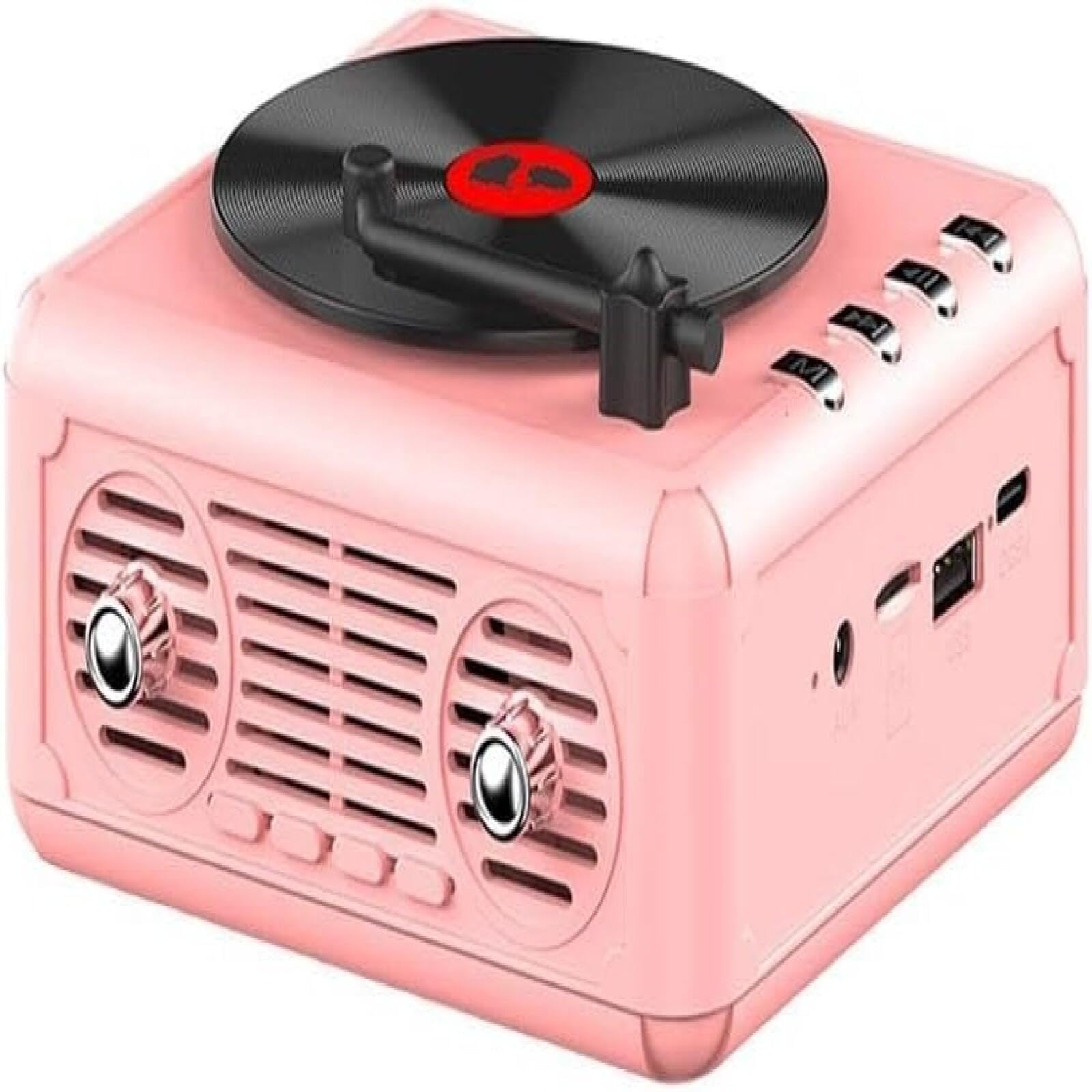 Przenośny odtwarzacz CD Bluetooth z głośnikiem na TF USB różowy