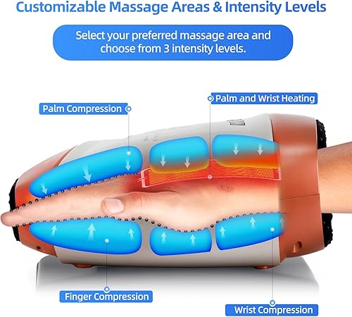 Miniatura 10 de Ezencon Masajeador de manos con calor, masajeador de dedos recargable con compresión y calefacción, masajeador de manos inalámbrico para mamá,