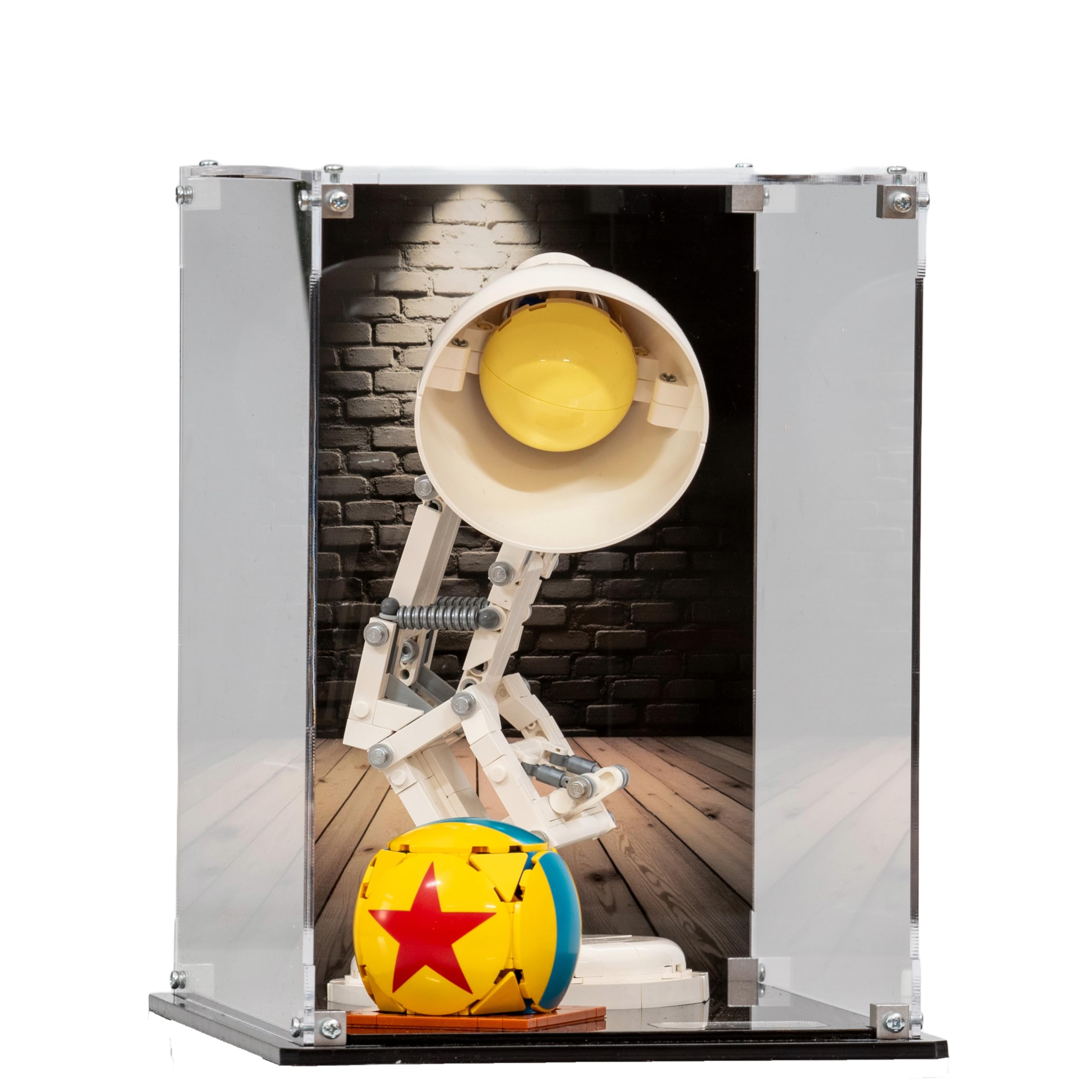 Acrylic Display Case compatible with LEGO® Ideas Disney Pixar Luxo Jr. (21357) (Clear Back Panel)