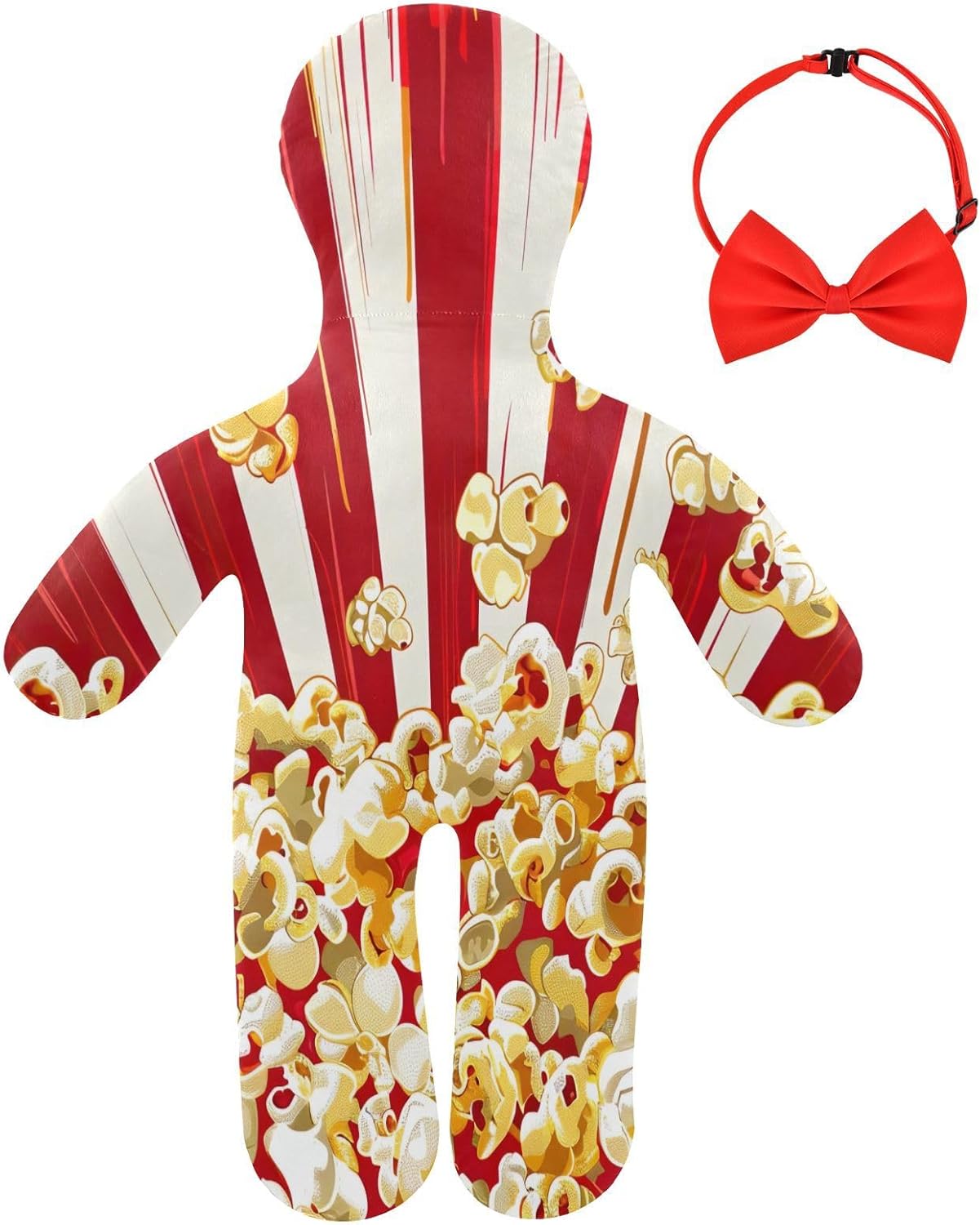 Popcorn Stripes Human-Shaped Pillow Soft Body Pillows Washable Velvet Pillows for Anxiety Relief Sleeping Cuddling & Support