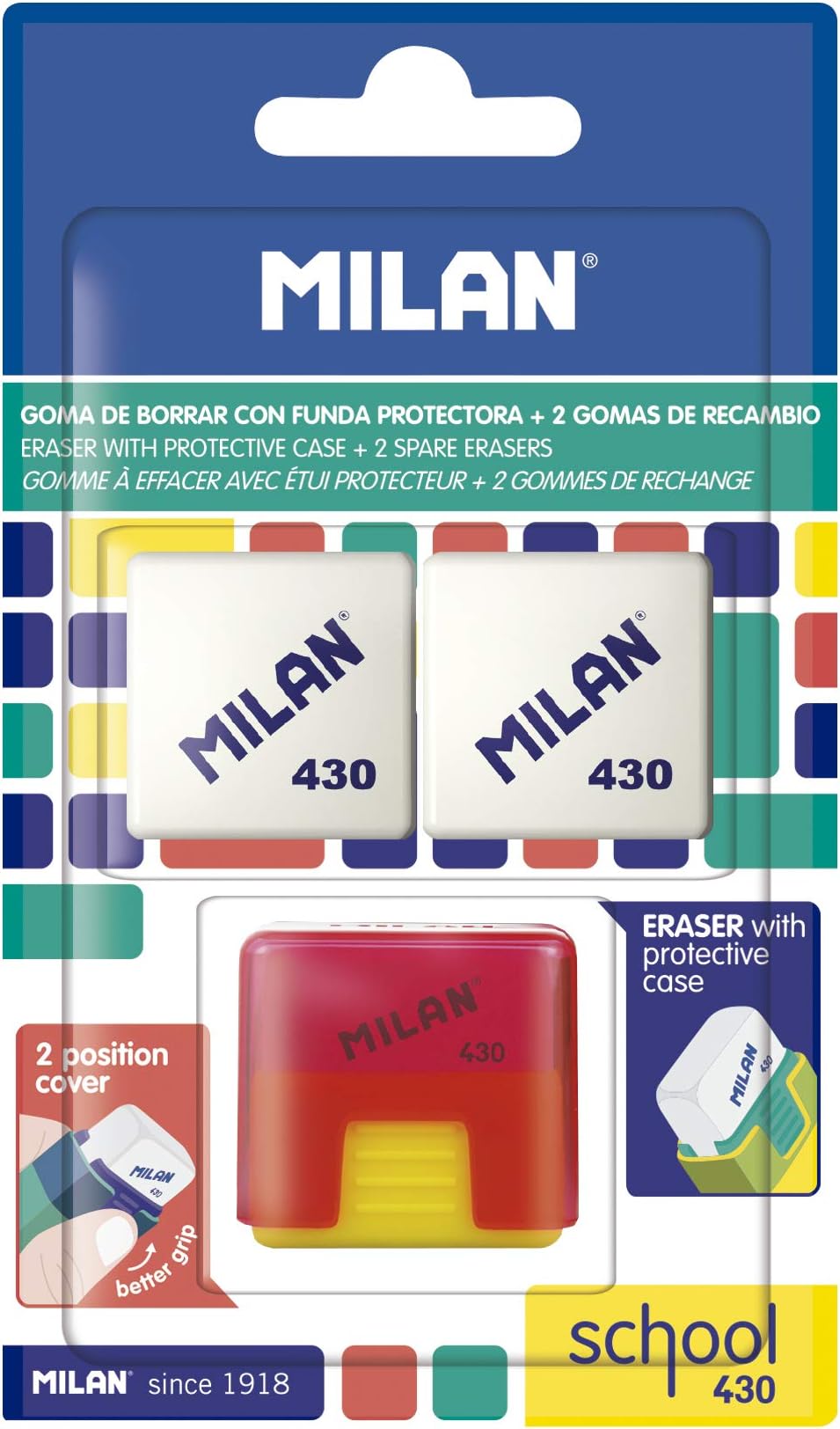 Milan BYM10330 School 430 Blister Rubber with Replacement Rubber