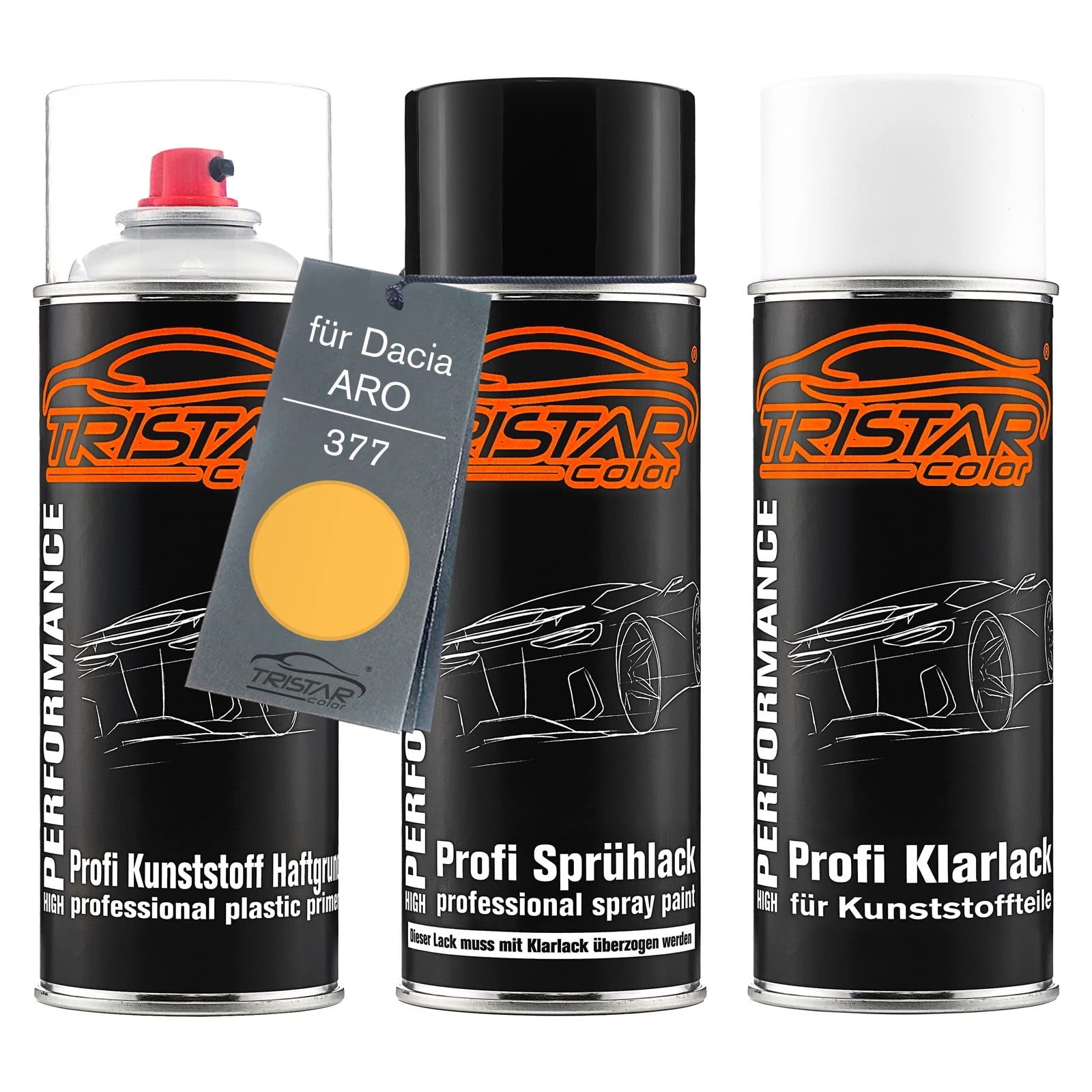 TRISTARcolor Zestaw w sprayu do plastiku do Dacia/ARO 377 Jaune Tournesol