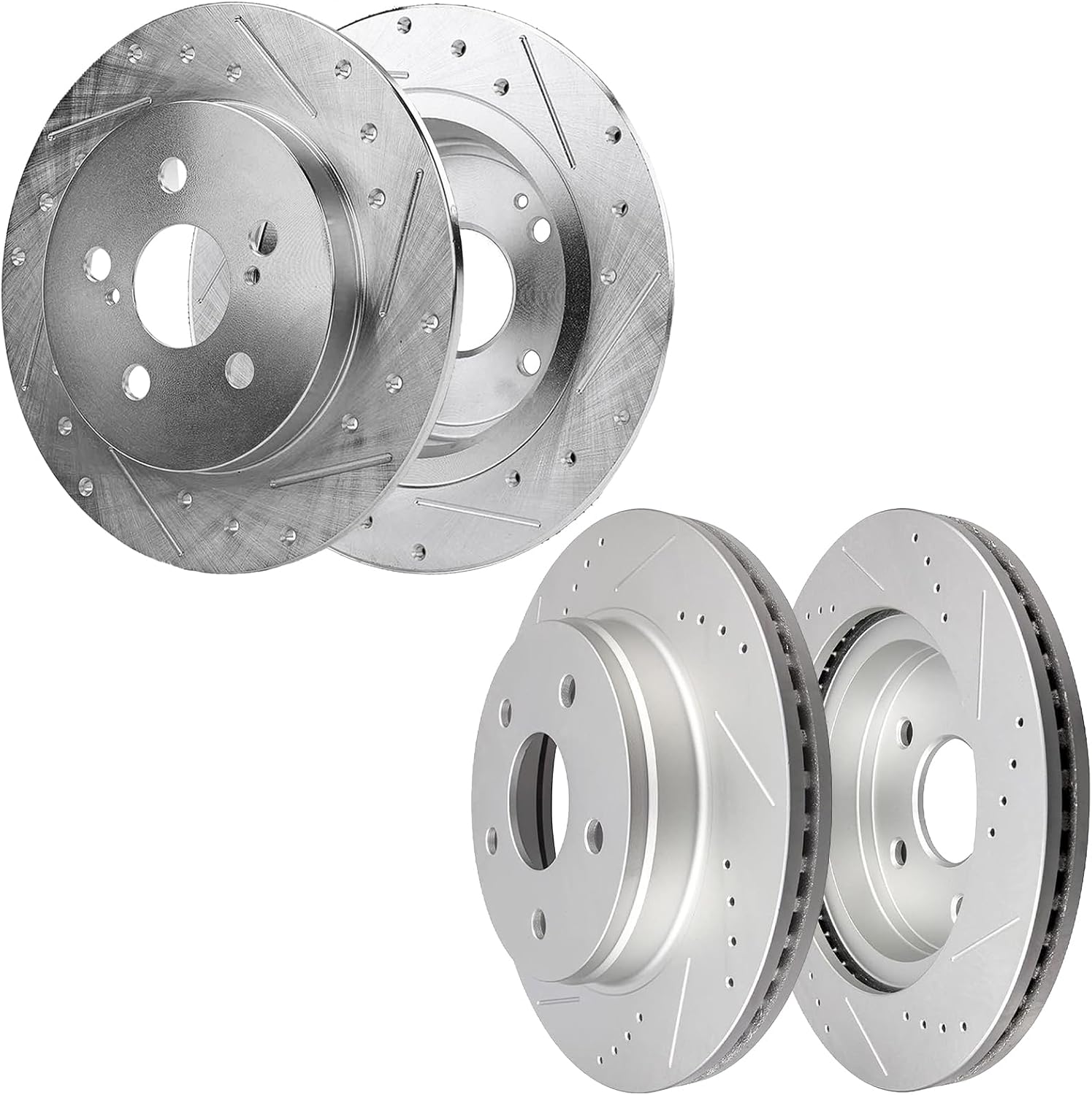 AUTOCLUB Brake Rotors for 2008 2009 2010 2011 2012 2013 2014 2015 2016 Dodge Grand Caravan Town & Country, for Dodge Journey, Ram C/V Brakes, Drilled Slotted Replacement 11.9" Front and 12.01" Rear