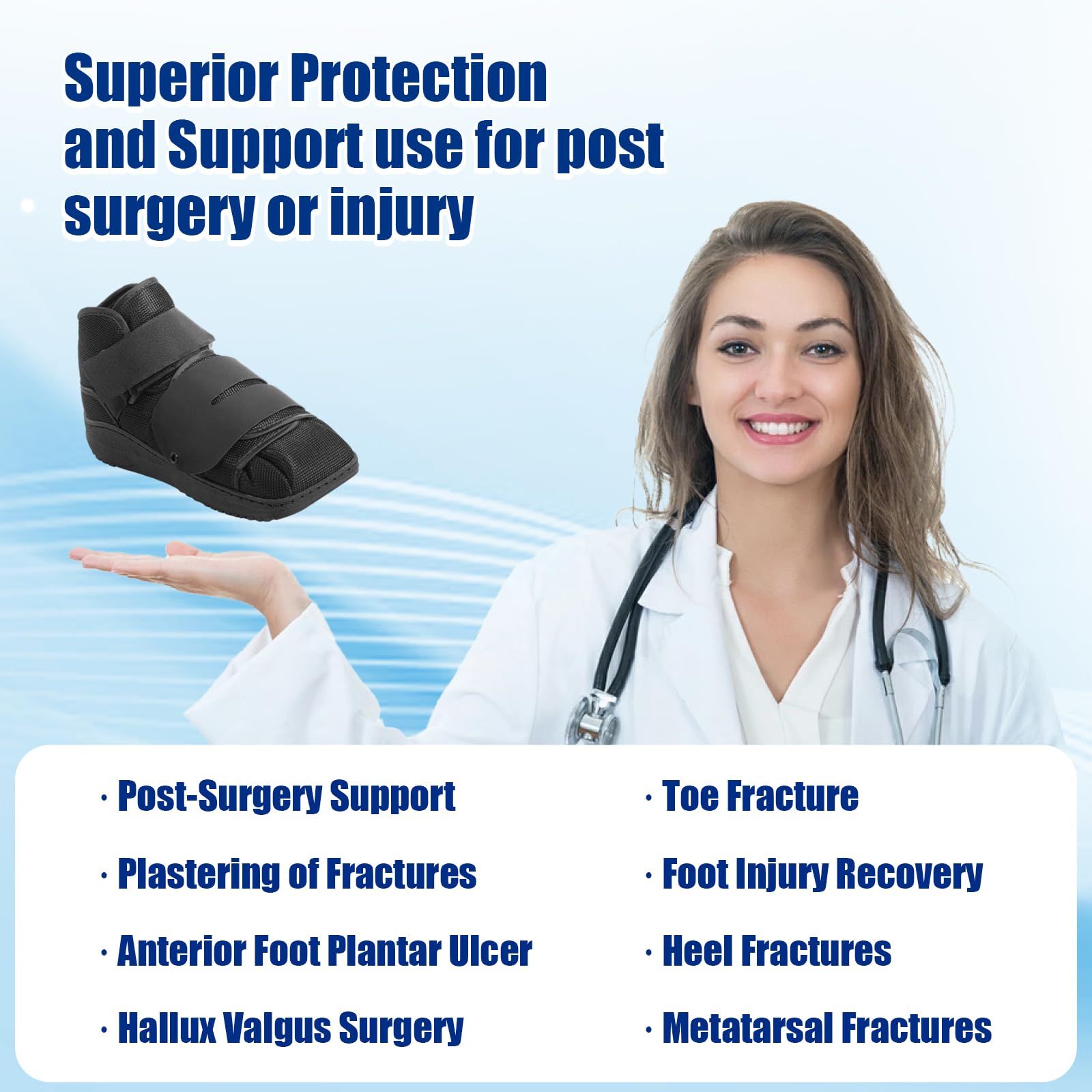 Estinko Zapatos postoperatorios cerrados, zapatos postoperatorios, zapatos médicos para caminar para fracturas para hombres y mujeres, soporte postoperatorio u operación, pie o dedo del pie roto, con