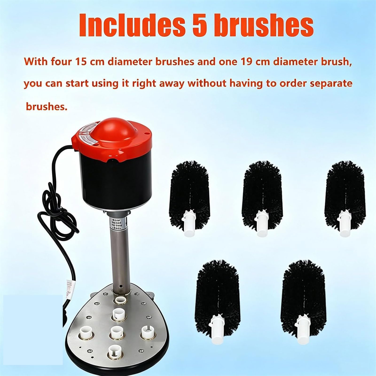 Lavavasos automático eléctrico con 5 cepillos y 240 RPM - Lavavasos Comercial para Bares y cafeterías, máquina de Limpieza de Cristales para mostrador.