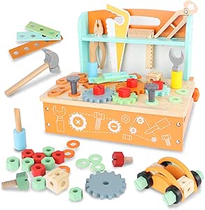 Amazon.com: Abellzos Kids Tool Set, Wooden Montessori Stem Construction
