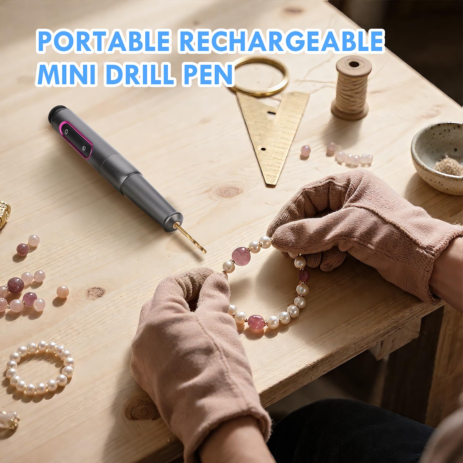 Comius Sharp Mini Trapano Elettrico USB Ricaricabile DIY Drill Pen Set 10 Punte Elicoidali 0.6-2.2 mm per Resina Plastica Legno Circuiti