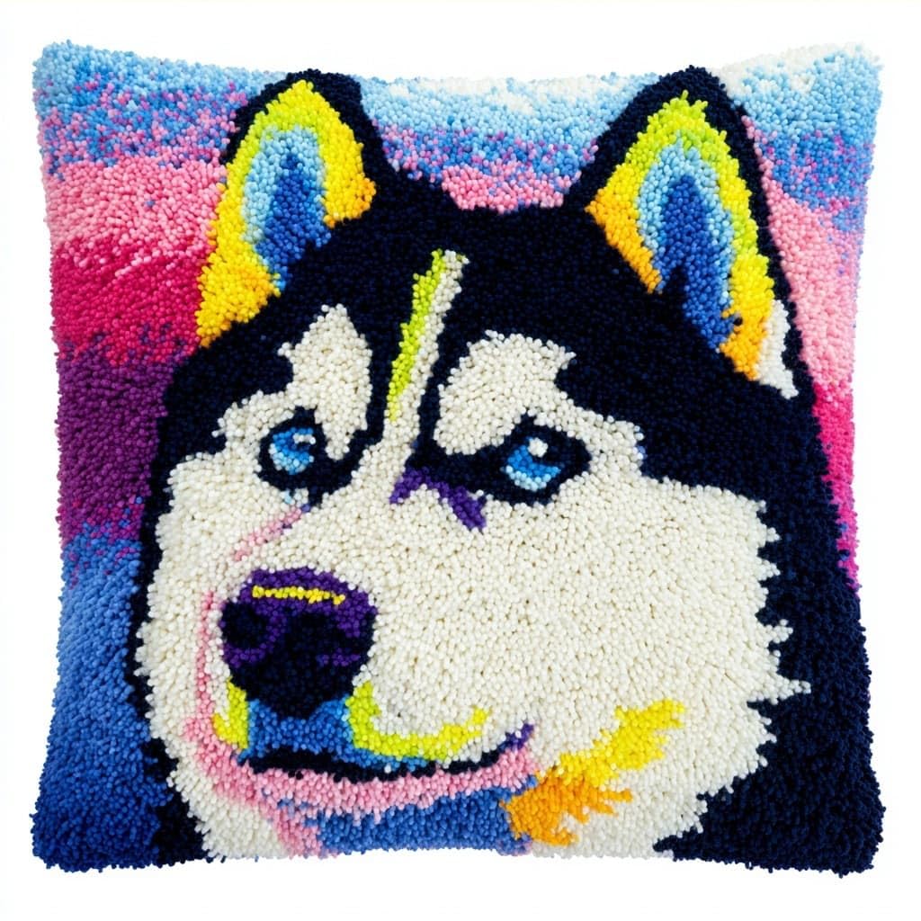 WallustrioaW Latch Hook Pillowcase Embroidery Kit,Animal Dog