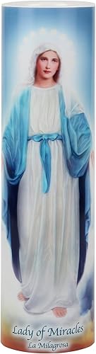 Dama de los Milagros, vela LED sin llama de oración de devoción, regalo religioso, temporizador de 6 horas para más horas de disfrute y devoción.