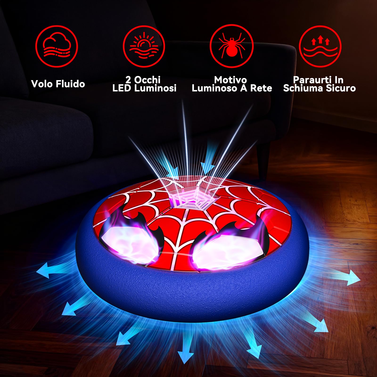 Pallone da Calcio con Occhi & Web Luminosi, Calcio Interno Giocattoli Bambino Regalo Bambino 3-12 Anni, Giochi Esterno Giardino Bambini Regalo Bimbo 4 5 6 7 8 9 10 Anni Maschio di Pasqua Compleanno