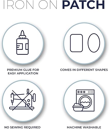 Miniatura 4 de Johnson & Smith Parches para planchar  Parche para planchar de 12 piezas para reparación de ropa, jeans  Parches de tela adhesiva en formas ovaladas