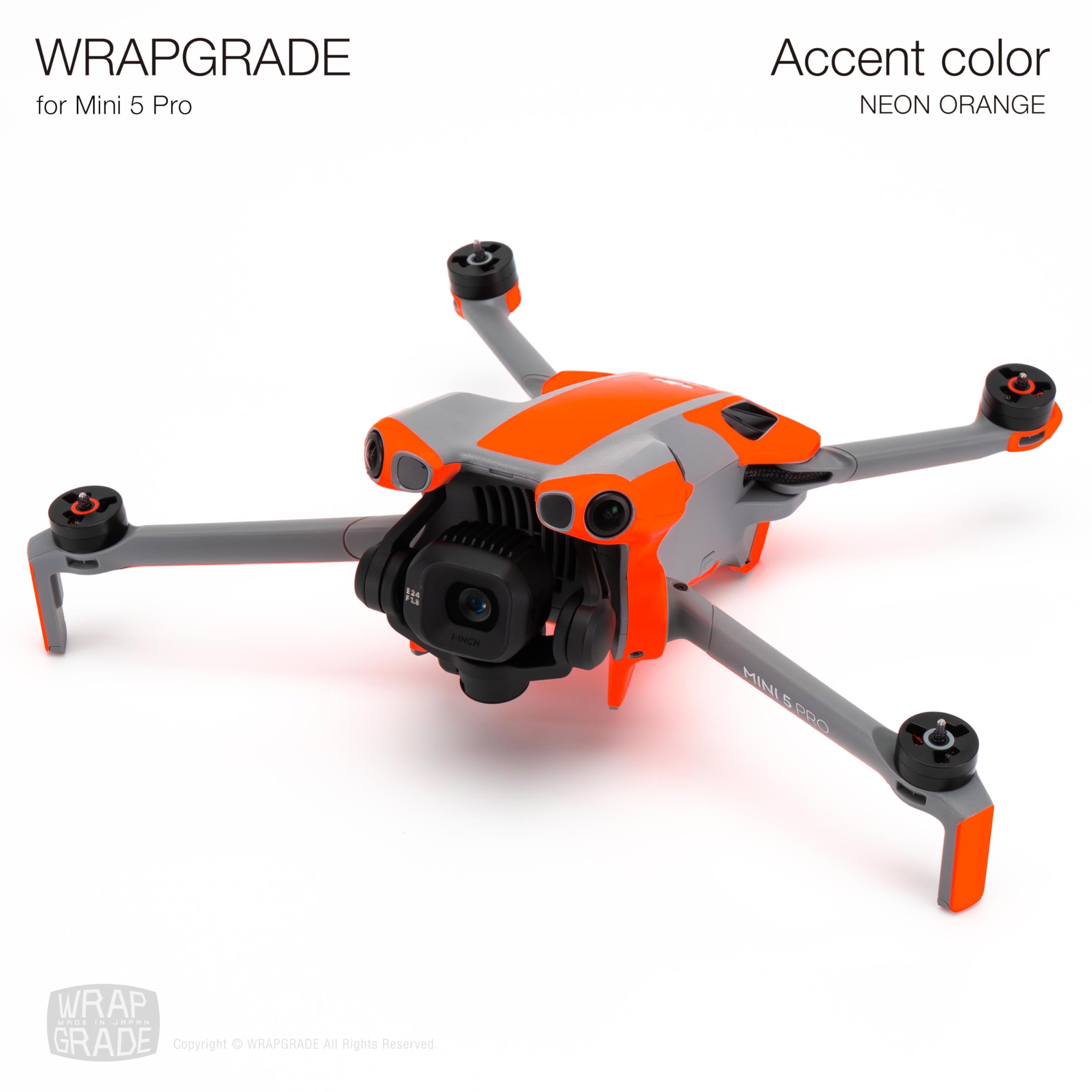 WRAPGRADE Skin Stickers Compatible with DJI Mini 5 Pro Accent Colour (NEON ORANGE) - Image 3