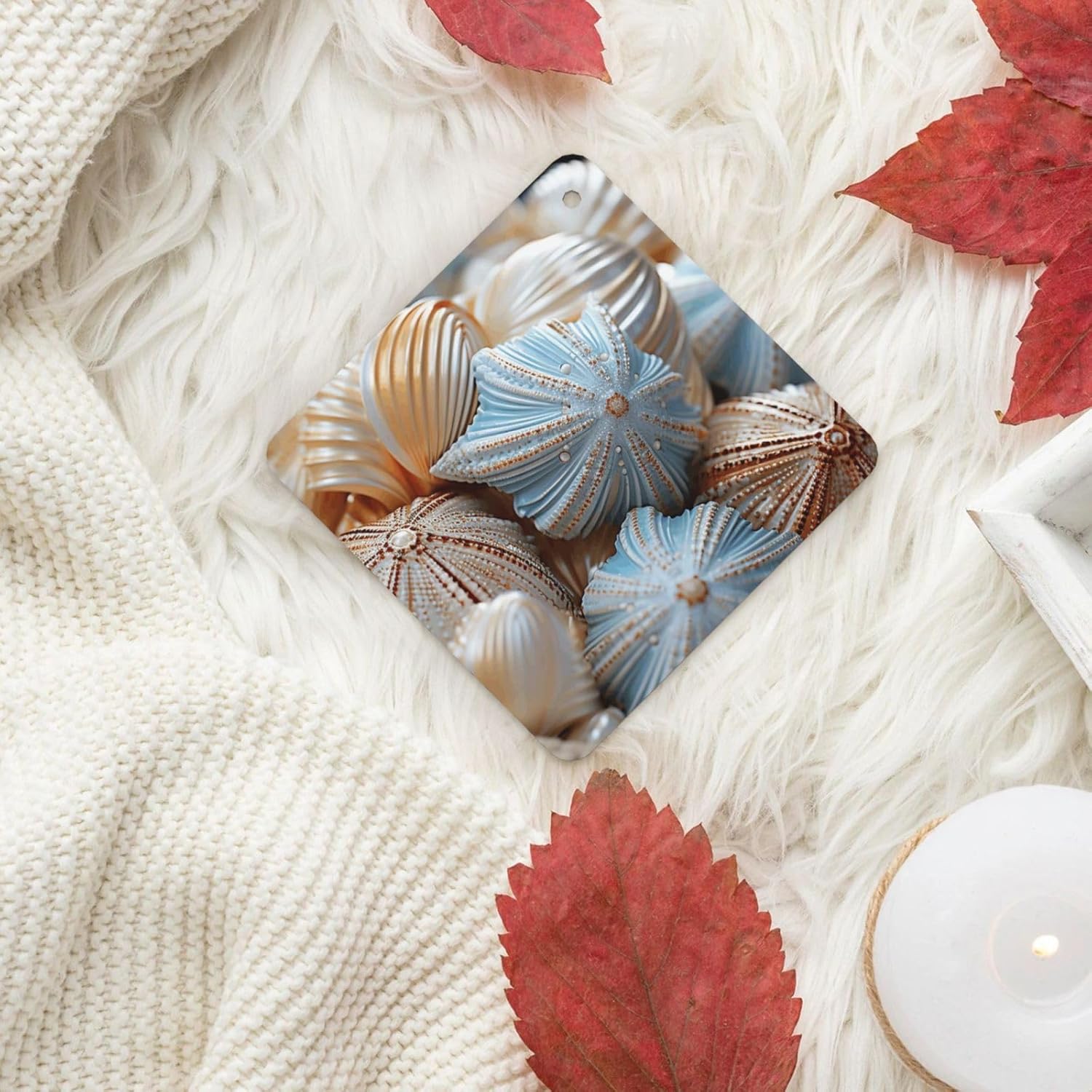 Car Air Freshener 24 PCS Shiny Starfish Shells Hanging Car Air Fresheners Auto Interior Decor Card Freshener Strong Scented Card Lavender Cars Scents for Office Bedroom Close Drawer Square