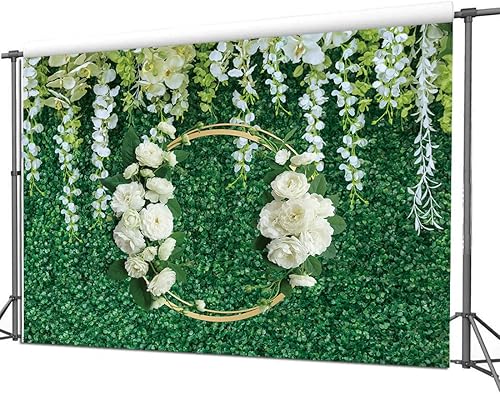 Miniatura 4 de Dudaacvt Fondo de fotografía de hojas verdes de 7 x 5 pies, telón de fondo floral de hojas verdes, telón de fondo para niños, baby shower,