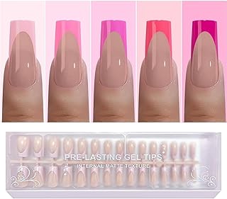 Pink French Tip Press On Nails, 150Pcs French Press On Nails Long Square, Pre-shaped Soft Gel Nail Tips No Need to File 3 in 1 Tips, Fake Nails for Nail Art DIY Designs 15 Sizes