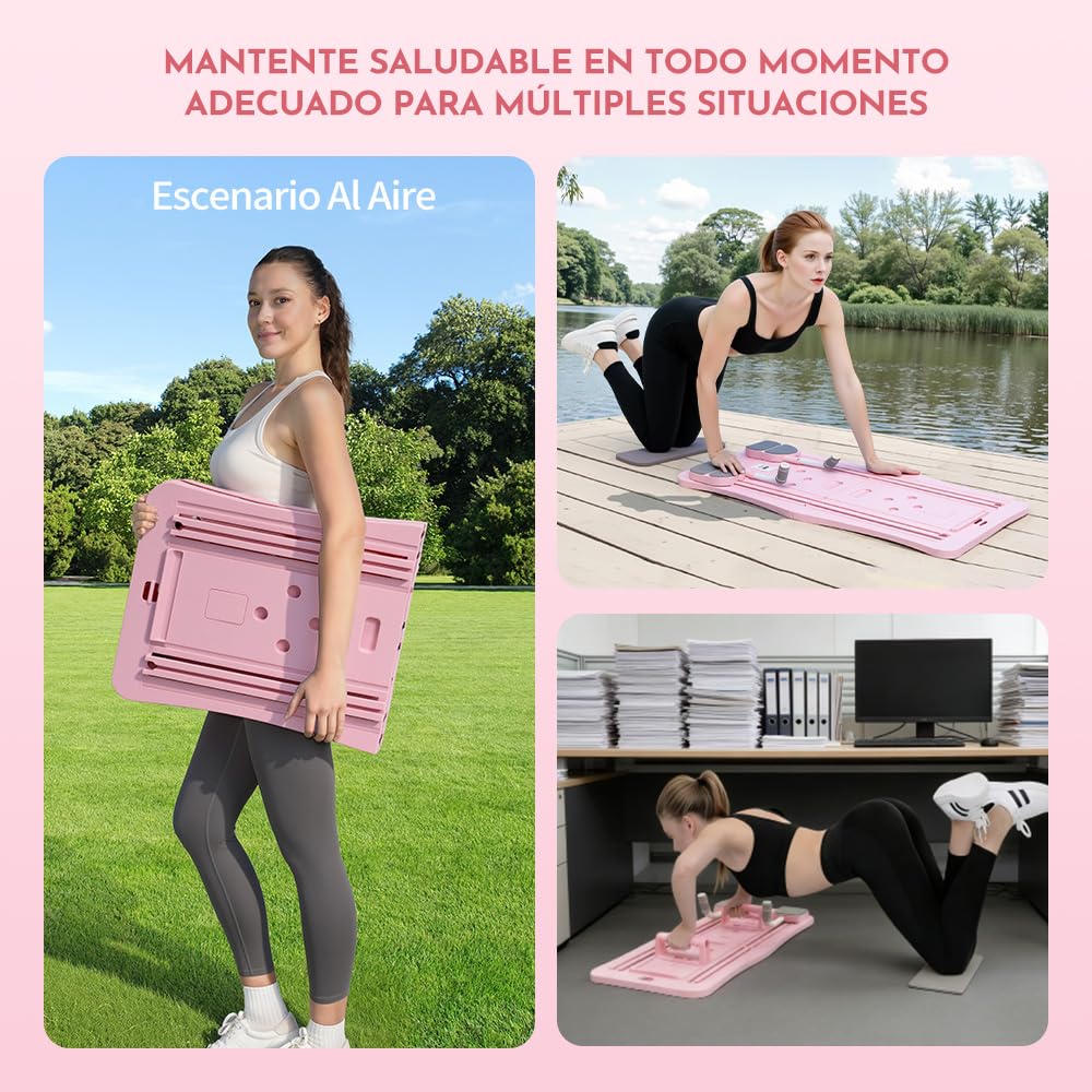 Máquina de Pilates para Casa 2026 4 en 1, Tabla Pilates Multifuncional con Cuerda de Tensión y Temporizador, Pilates Board Plegable para Gimnasio en Casa, Tabla de Pilates para Ejercicio Abdomi