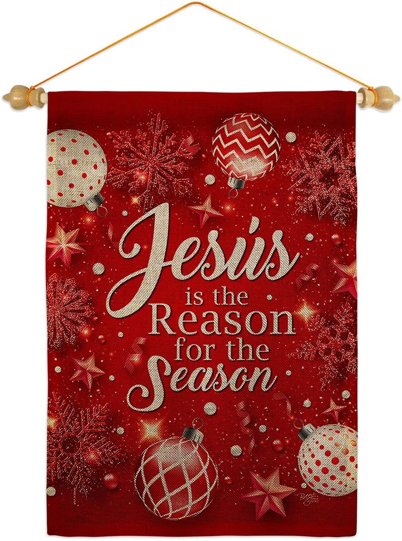 Jesus is the Reason Burlap Burlap Garden Flag Wintertime Nativity Three King Religious Holy Family Season Christian Small Decorative Gift Yard House Banner Double-Sided Made In USA 13 X 18.5