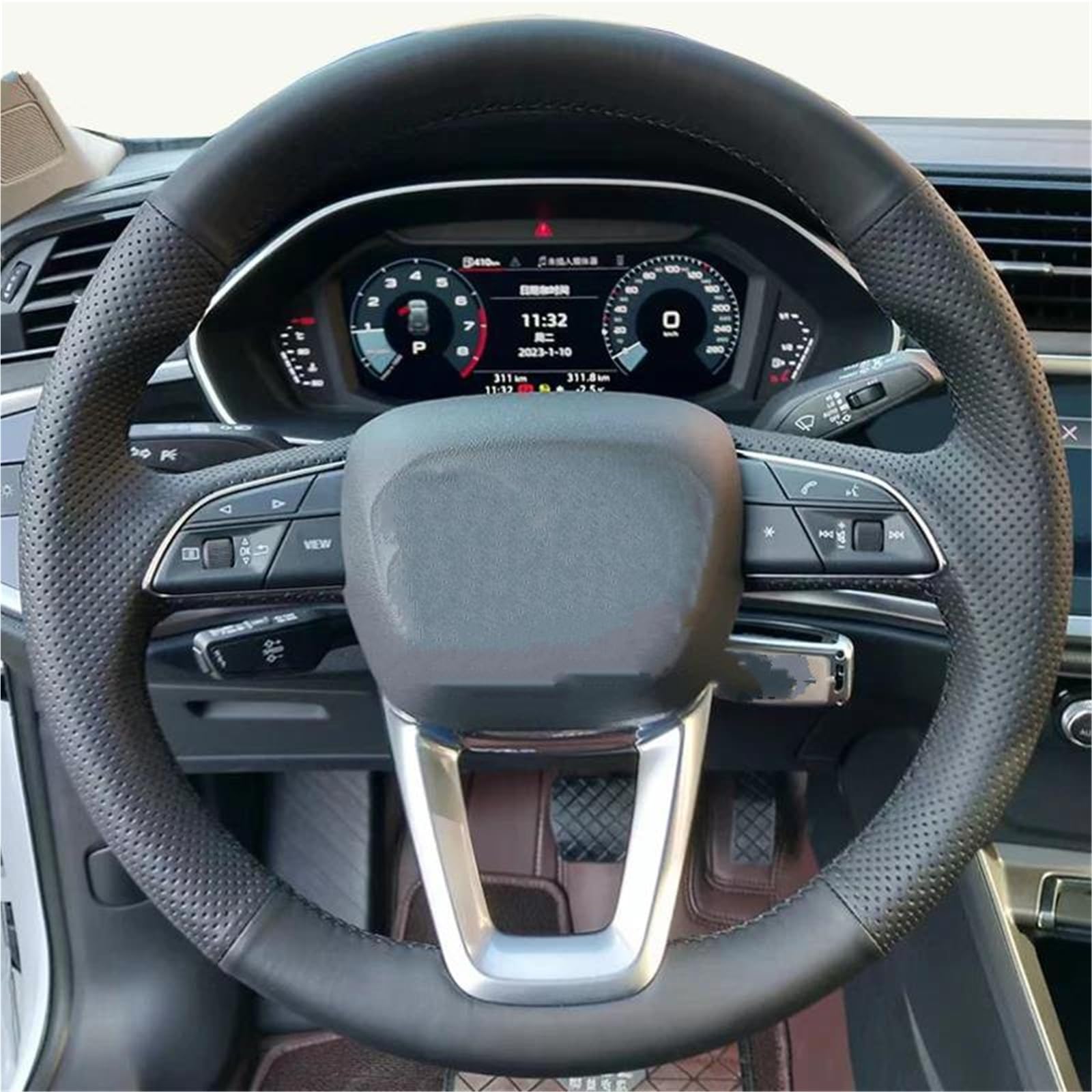 Auto Innenlenkrad Schutzhülle Für A4 B9 8W Q5l Q7 Q3 Q8 SQ5 A6L A7 A8 Rutschfest(Schwarz)