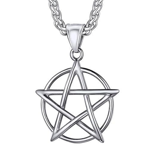 U7 Pentacle Pentagram Pendant Stainless Steel Occult Withcraft Jewelry Tetragrammaton Necklace for Men Women