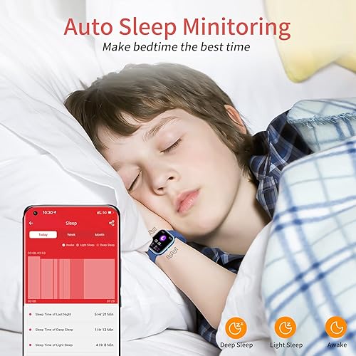 Miniatura 6 de Reloj de seguimiento de actividad física para niños, reloj inteligente impermeable IP68 con 19 modos deportivos, podómetro, monitor de frecuencia