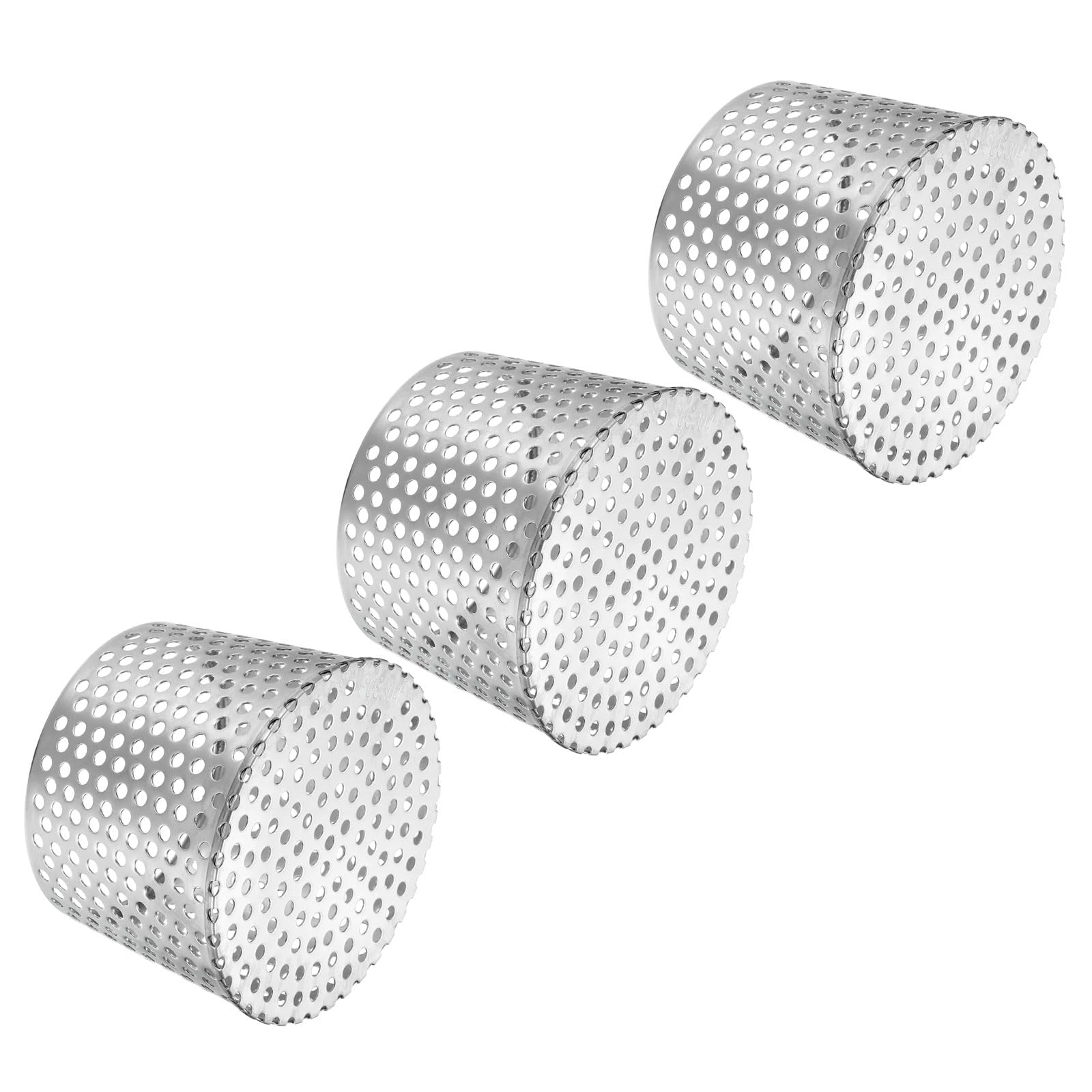 PATIKIL Filtro protector de canalón de 5 a 4.3 pulgadas, paquete de 3 tapas de terminación de PVC, cubierta de ventilación de malla de acero inoxidable, cubierta cónica de tubo de escape, filtro