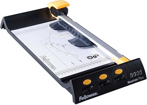 Fellowes Neutron Plus 5410102 Podadora rotativa de 12" (5410102), color negro, plateado