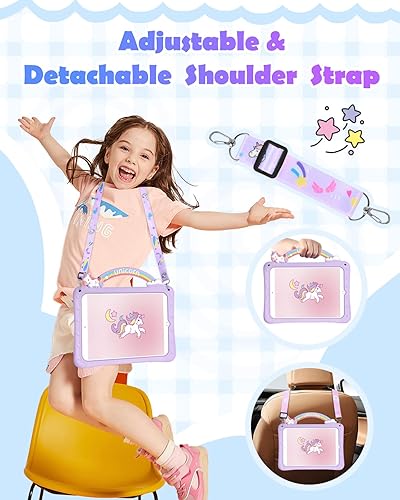 Miniatura 3 de Funda de silicona para iPad de 987 generación de 10.2 pulgadas para niñas con diseño 3D de dibujos animados Kawaii con soporte y correa para iPad