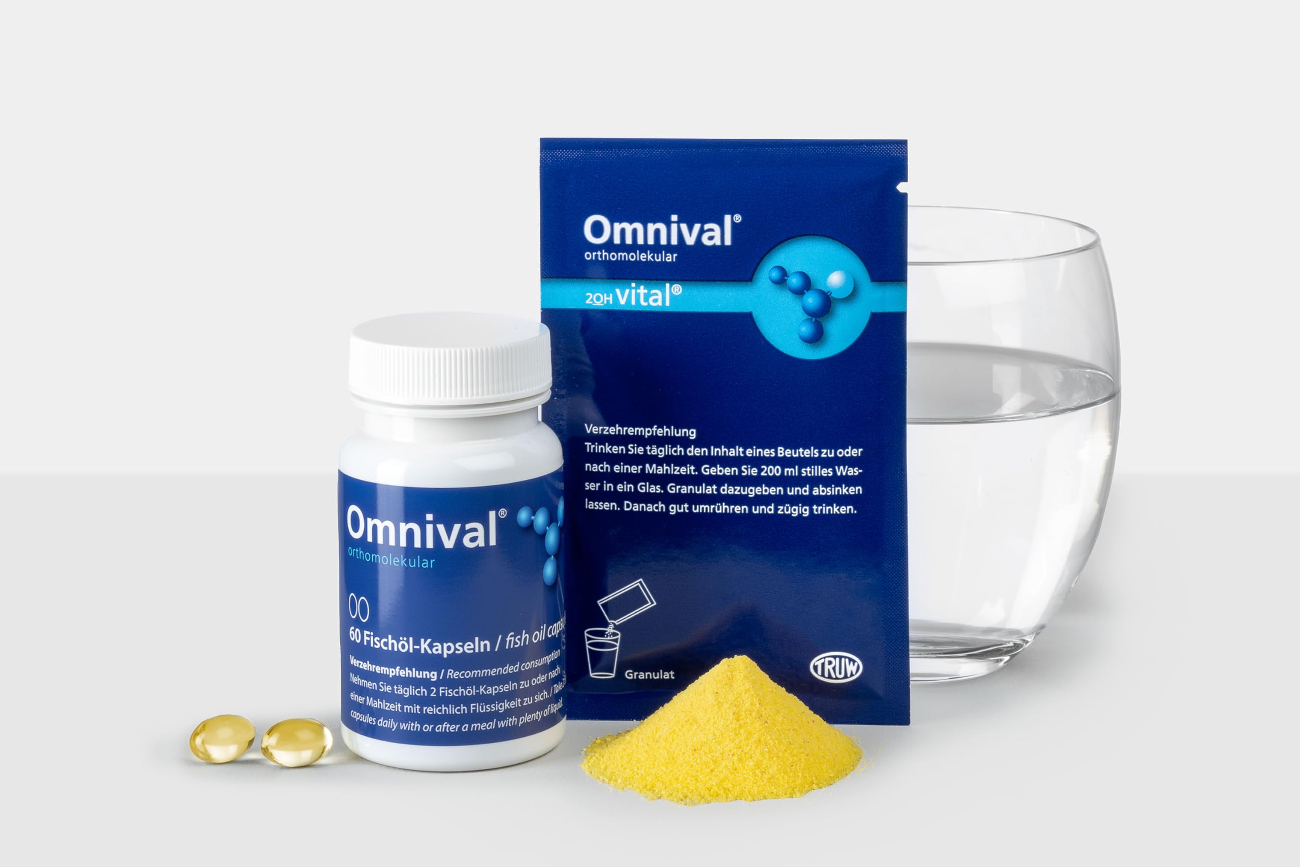 Vital - Granulat & Fischöl Kapseln, Vitamin-Mineralstoff | Immun Komplex gegen Müdigkeit und Erschöpfung, Orthomolekulares Nahrungsergänzungsmittel, Immunsystem (30 Tage)