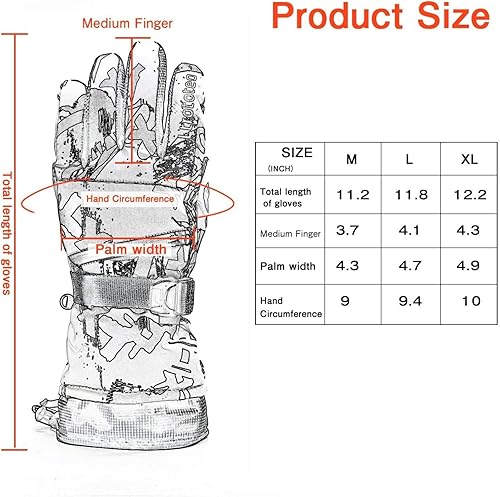 Miniatura 6 de Guantes de esquí para hombres y mujeres, guantes térmicos de invierno para pantalla táctil, impermeables, guantes de nieve para snowboard, esquí,