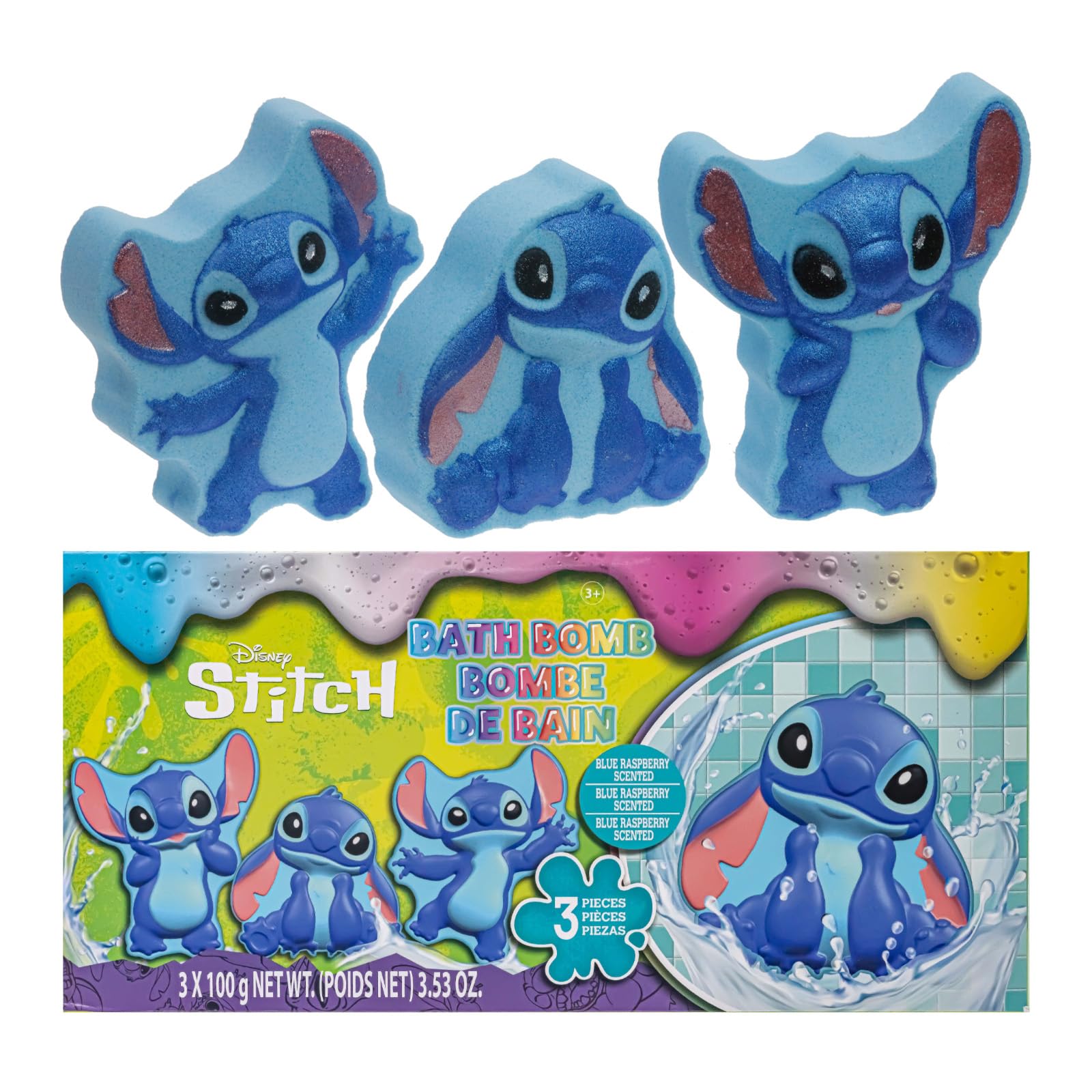 Stitch Bath Bomb Set, 3-Piece Character Shaped, Berry Scented