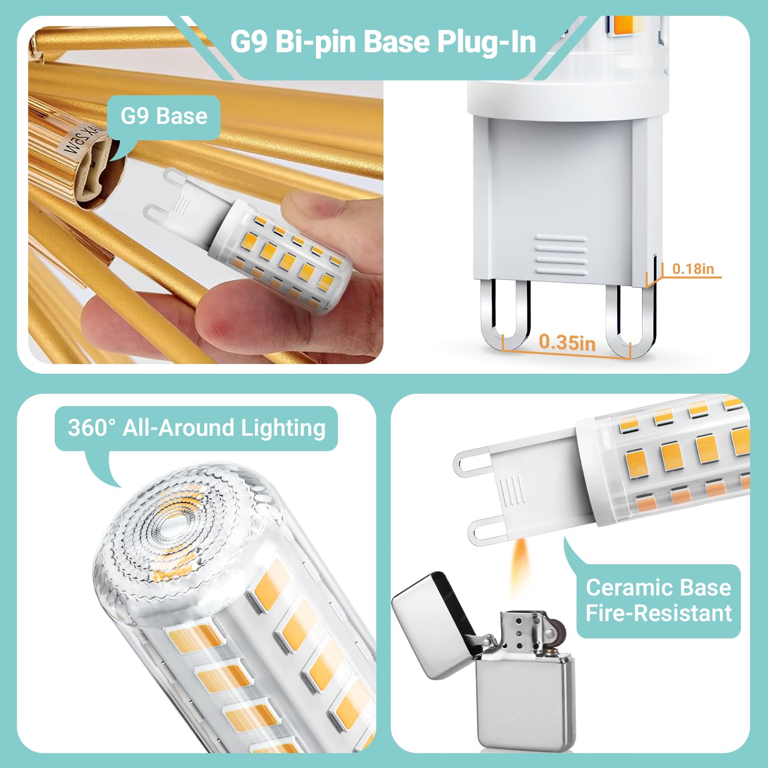 TJOY G9 LED Bulb 4W 3000K Soft Warm White 6 Pack Equivalent 40 Watt T4 G9 Halogen Replacement — view 4