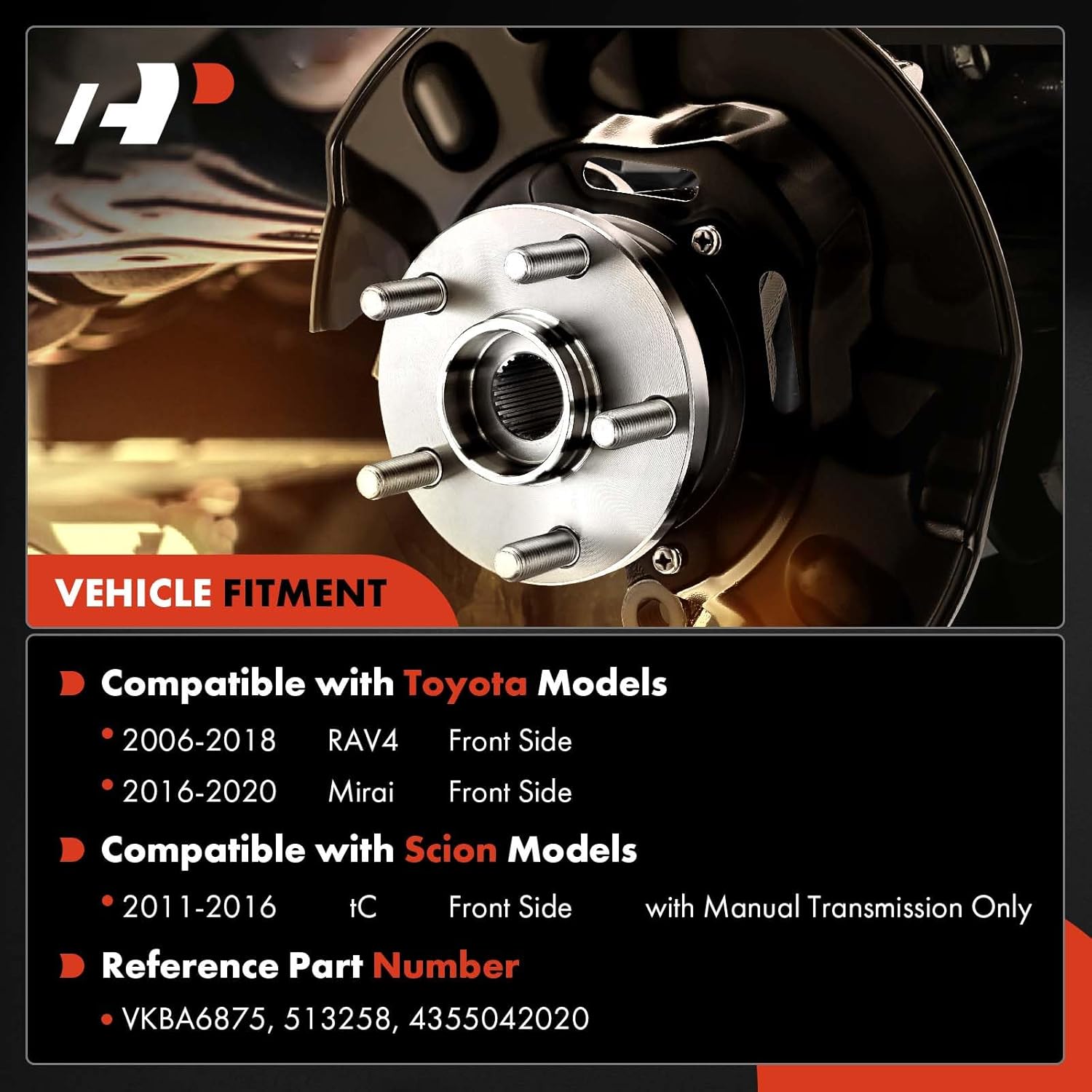 A-Premium 2 x Front Wheel Bearing and Hub Assembly with 5-Lug Compatible with Toyota RAV4 2006-2018, Mirai 2016-2020, Scion tC 2011-2016, Non-ABS - Image 2