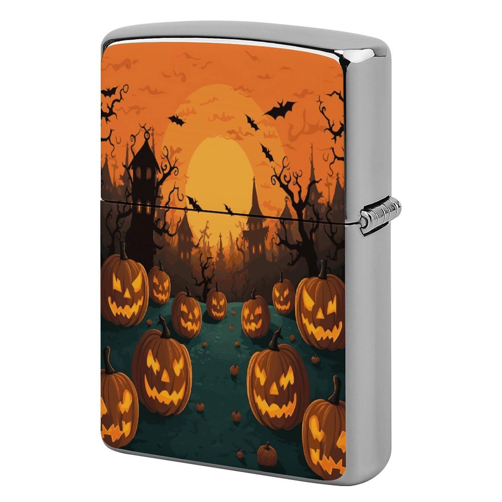 Btcowzrv Style Halloween Orange Metal Lighter Case Sleeve Cover Holder