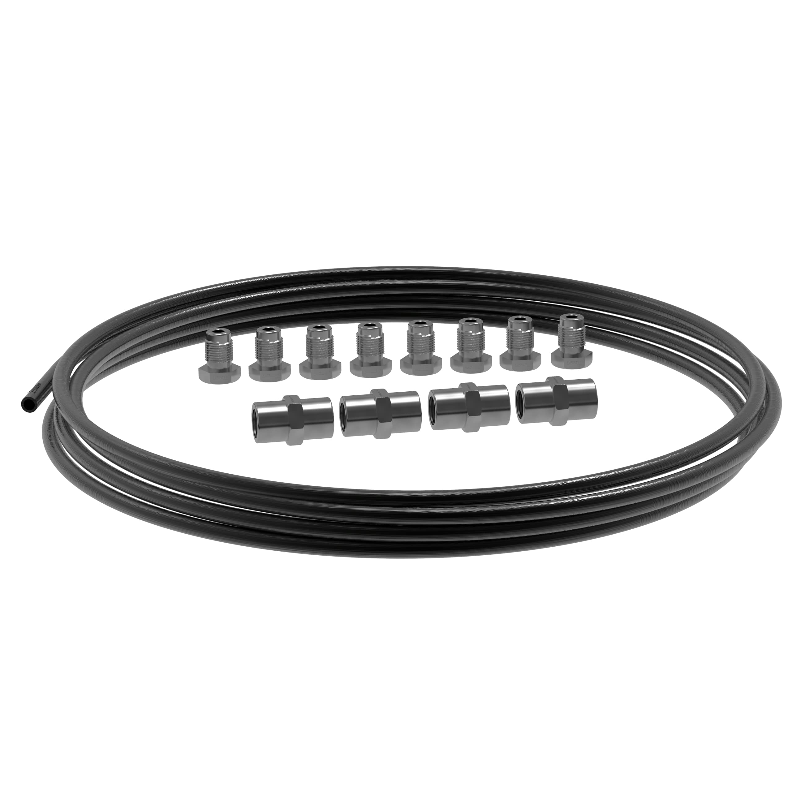 3m Tubo de Freno Ø 4,75 mm en Acero Cobreado Kit + 8 uniones roscadas + 4 conectores M10 x 1 DIN 74 234 Juego de Tubos de Frenos y Accesorios para DIN Flare F