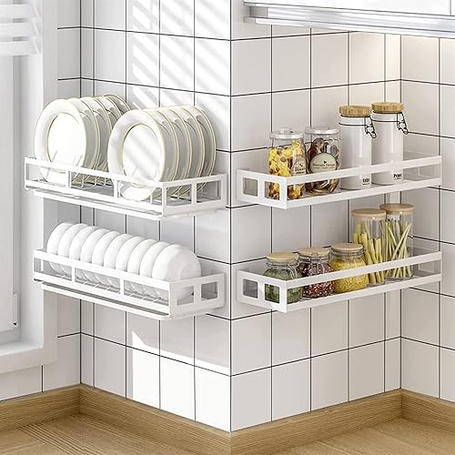 Miniatura 5 de Estante de almacenamiento de cocina, escurridor de platos con bandeja de goteo, escurridor de platos, escurridor de platos montado en la pared,