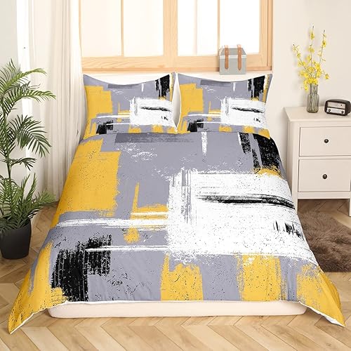 Miniatura 9 de Feelyou Juego de ropa de cama abstracta para niñas y niños, juego de funda de edredón de arte abstracto moderno, funda de edredón decorativa con